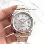 Copy Rolex Datejust II 41mm SS Silver Diamond Dial Fluted Bezel Watch
